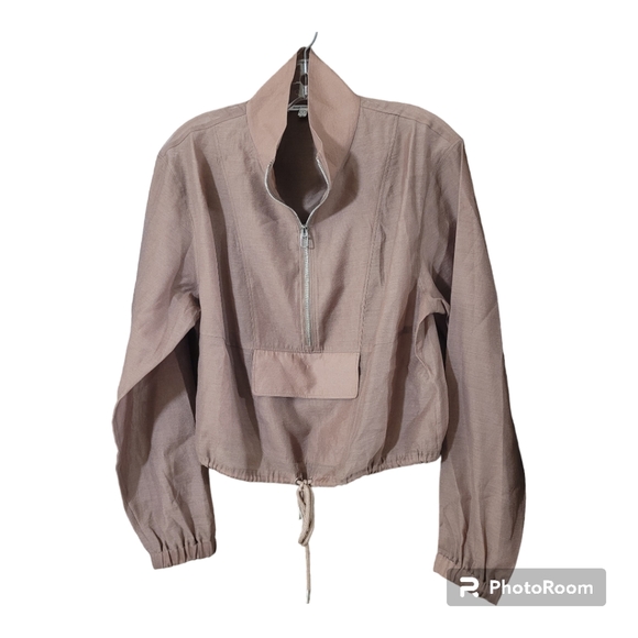 Good American brown cropped 1/2 zip sheer jacket - Picture 9 of 9